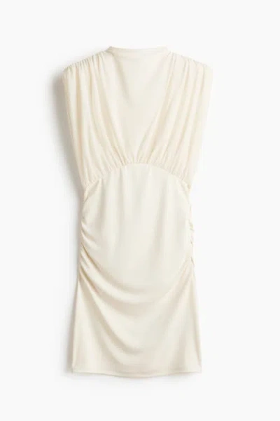 H&m Draped Mini Dress In White