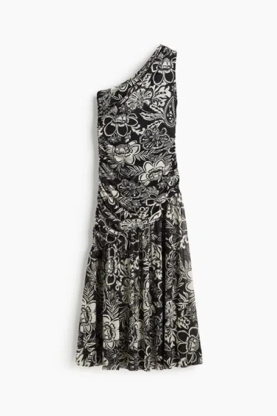 H&m Draped One-shoulder Dress In Multi