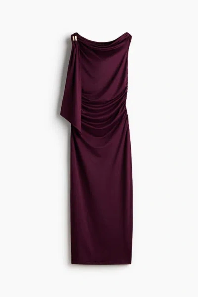 H&m Draped One-shoulder Dress In Purple