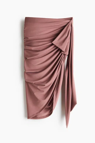 H&m Draped Tie-detail Skirt In Pink