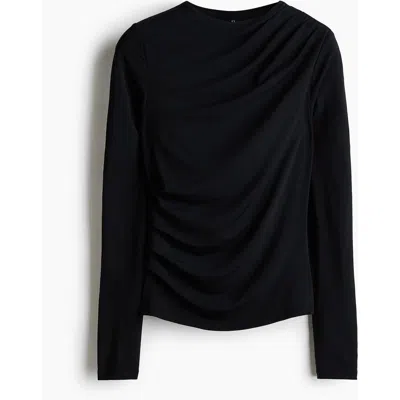 H&m Draped Top In Black