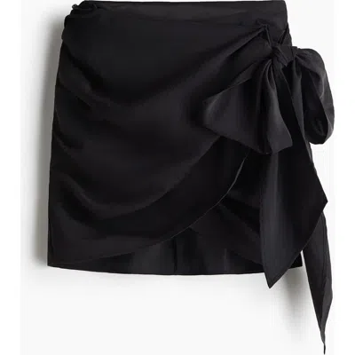 H&m Draped Wrap Skirt In Black