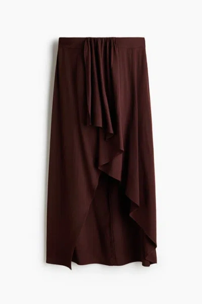 H&m Draped-panel Asymmetric Skirt In Brown