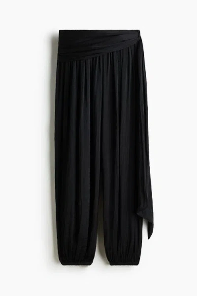 H&m Draped-panel Balloon Trousers In Black