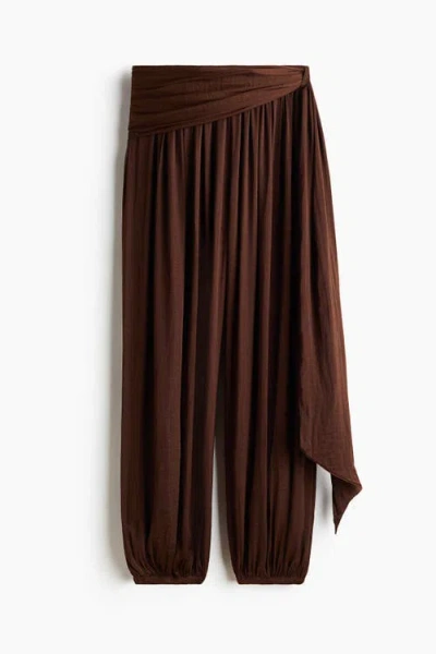 H&m Draped-panel Balloon Trousers In Brown