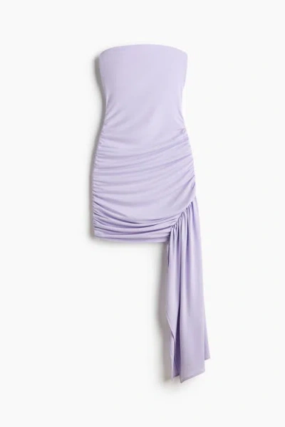 H&m Draped-panel Bandeau Dress In Purple