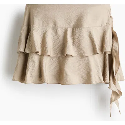 H&m Draped-panel Tiered Skirt In Brown