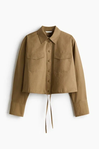 H&m Drawstring Shirt In Brown