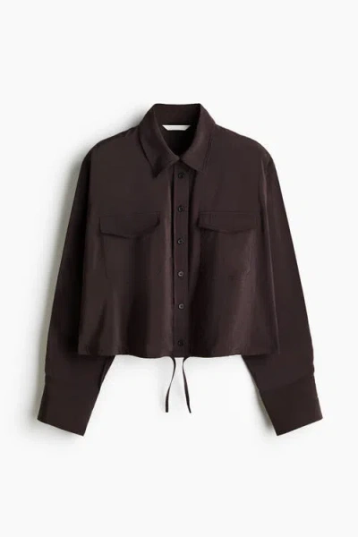 H&m Drawstring Shirt In Brown