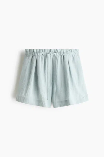 H&m Drawstring Shorts In Light Dusty Turquoise