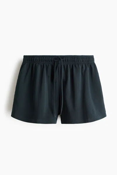 H&m Drawstring Sweatshorts In Washed Black