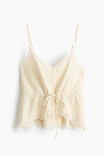 H&m Drawstring-detail Camisole Top In Nude