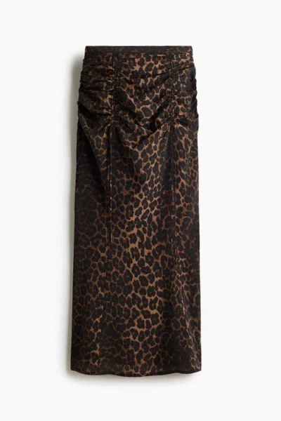H&m Drawstring-detail Maxi Skirt In Brown
