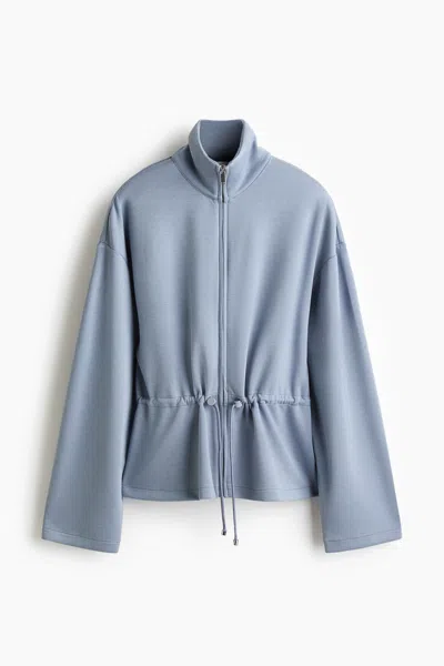 H&m Drawstring-detail Sweatshirt Jacket In Blue