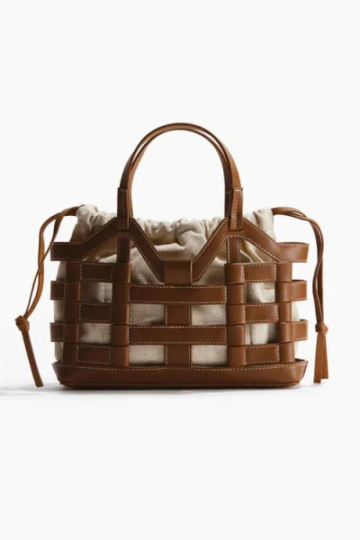 H&m Drawstring-detail Tote Bag In Brown
