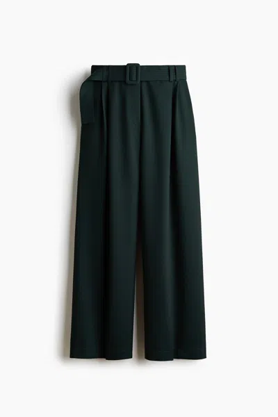 H&m Dress Pants With Belt In Green