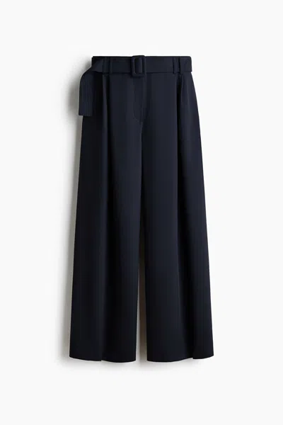 H&m Dress Pants With Belt In Blue