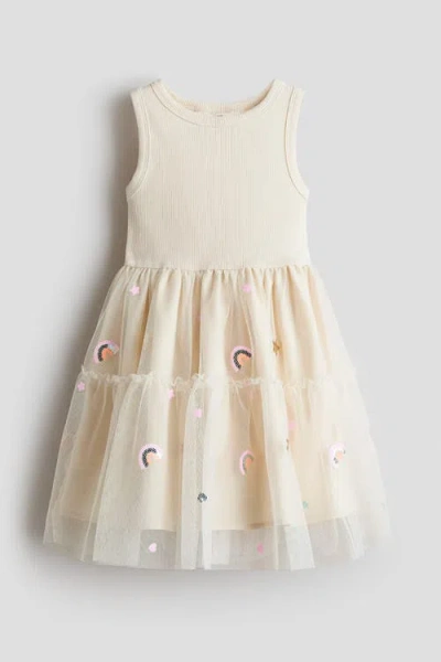 H&m Kids'  Dress With Tulle Skirt In White