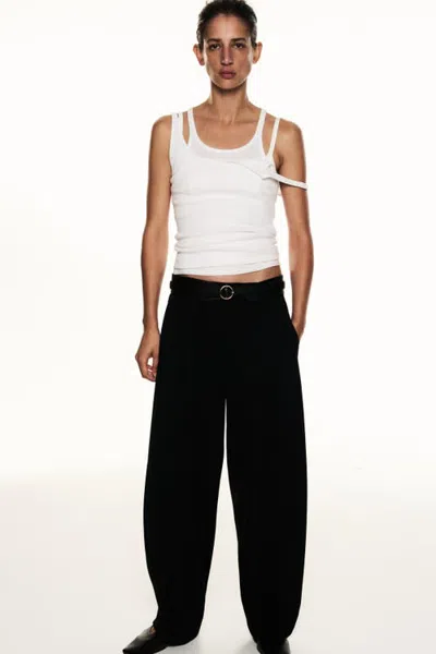 H&m Dressy Barrel-leg Pants In Black