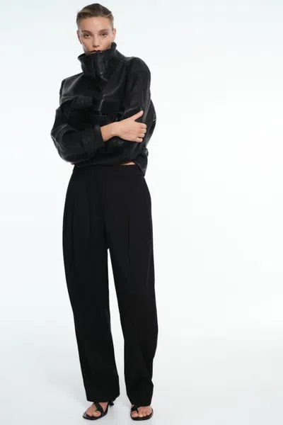 H&m Dressy Barrel-leg Pants In Black