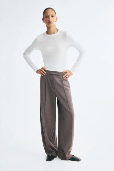 H&m Dressy Barrel-leg Pants In Dark Taupe