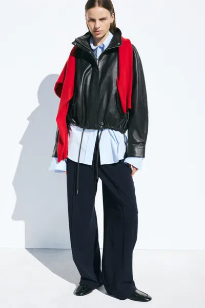 H&m Dressy Barrel-leg Pants In Black