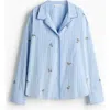 H&m Embellished Cotton Pyjama Shirt In Blue