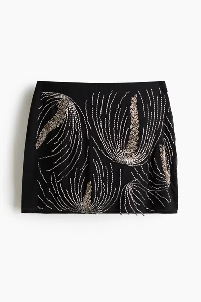 H&m Embellished Mini Skirt In Black