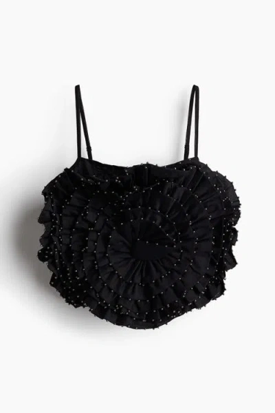 H&m Embellished Strappy Top In Black