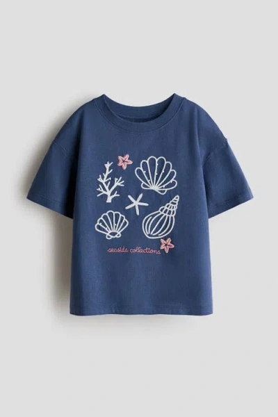 H&m Kids'  Embellished T-shirt In Blue