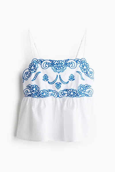 H&m Embroidered Camisole Top In Multi