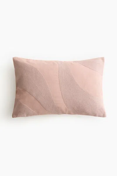 H&m Embroidered Cushion Cover In Light Dusty Pink