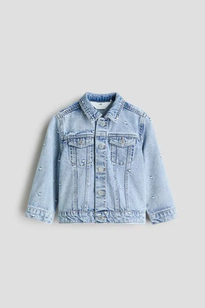 H&m Kids'  Embroidered Denim Jacket In Blue