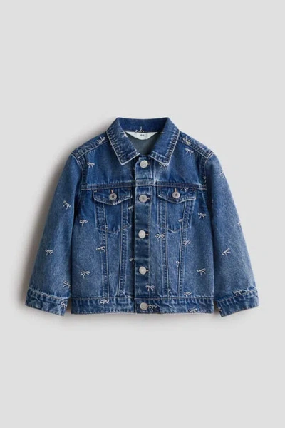 H&m Kids'  Embroidered Denim Jacket In Blue