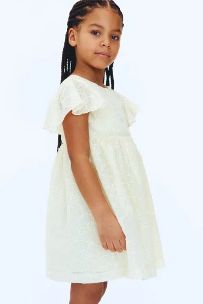 H&m Kids'  Embroidered Dress In White