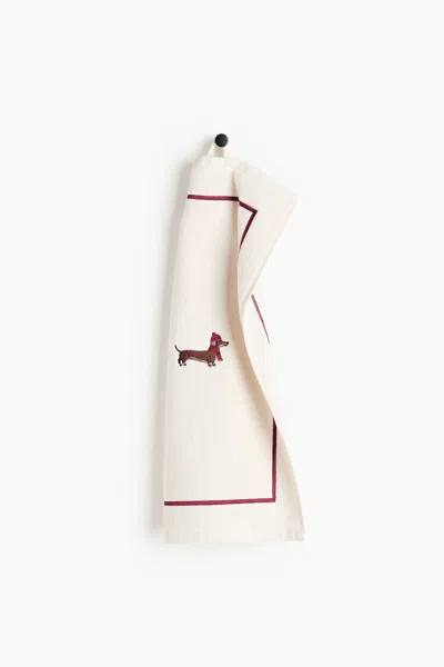 H&m Embroidered Motif Cotton Guest Towel In Multi