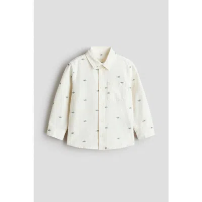 H&m Kids'  Embroidered Oxford Shirt In White