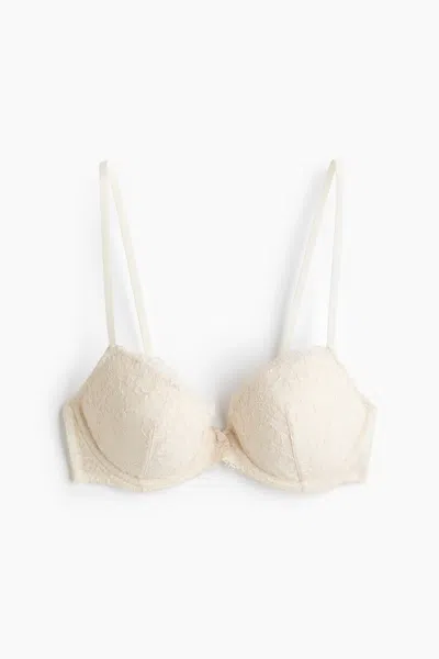 H&m Embroidered Push-up Bra In White