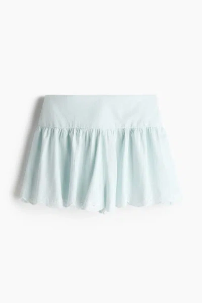 H&m Embroidered Shorts In Blue
