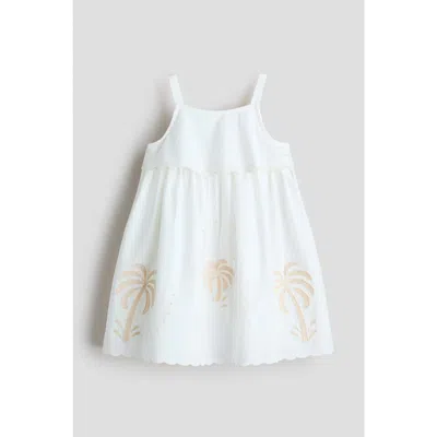 H&m Kids'  Embroidered Strappy Dress In White