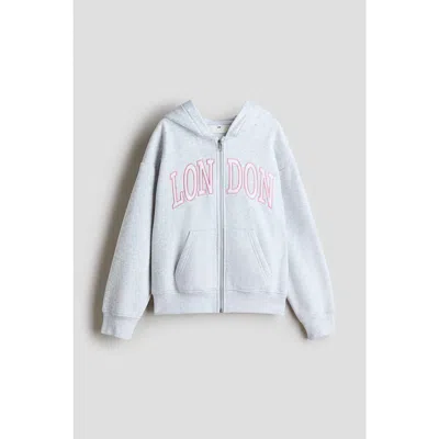 H&m Kids'  Embroidered Zip-through Hoodie In Blue