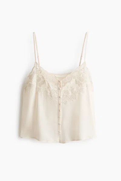 H&m Embroidered-detail Camisole Top In White