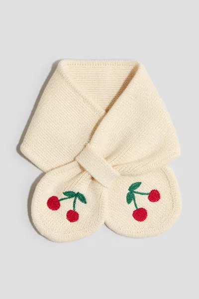 H&m Kids' Embroidered-detail Pull-through Scarf In White