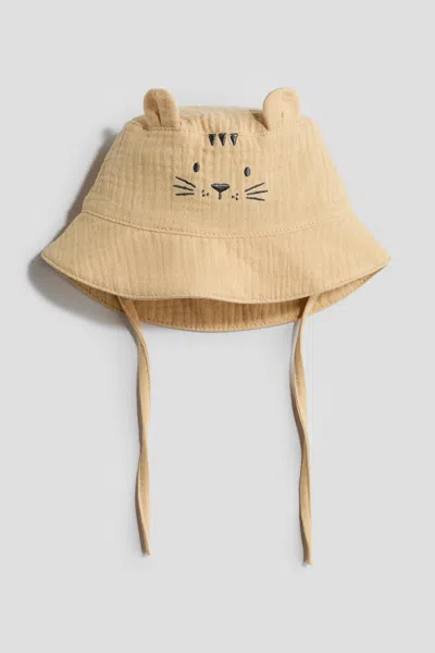 H&m Babies' Embroidered-detail Sun Hat In Brown