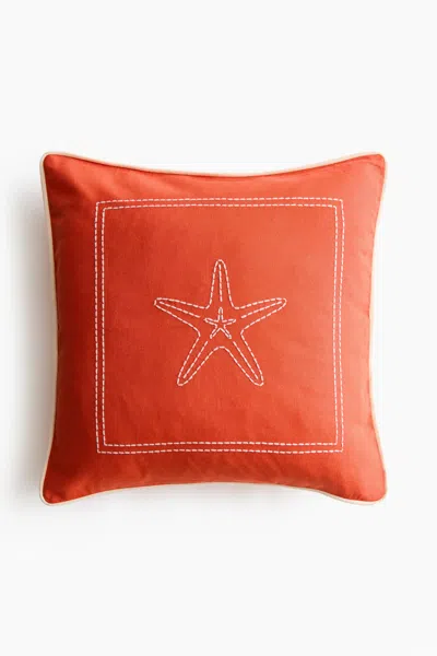 H&m Embroidered-motif Cushion Cover In Bright Red/starfish