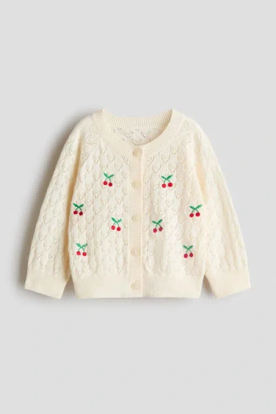 H&m Babies'  Embroidery-detail Cardigan In Neutral