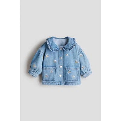 H&m Babies'  Embroidery-detail Denim Jacket In Transparent