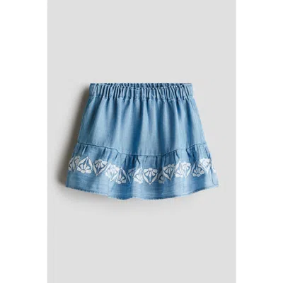 H&m Babies'  Embroidery-detail Denim Skirt In Blue