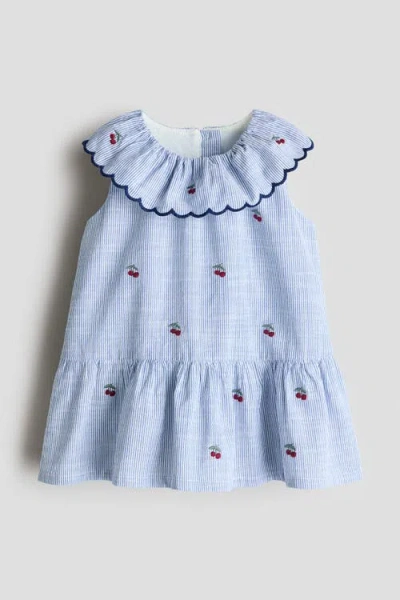 H&m Babies'  Embroidery-detail Dress In Blue