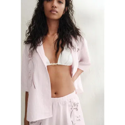 H&m Eyelet Embroidered Shirt In Pink
